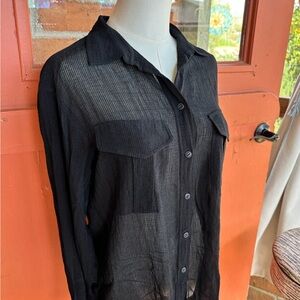 Rag & Bone black sheer long sleeve shirt Sz Sm